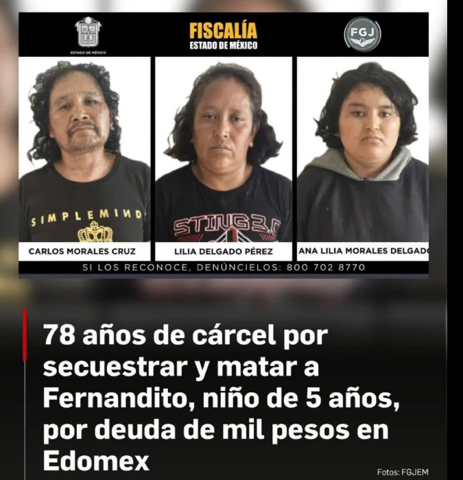 Sentencia Condenatoria de 78 Años por el Secuestro y Asesinato del Niño Fernando